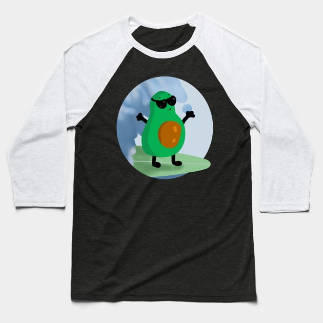 Funny avocado surfing Baseball T-Shirt by Antiope